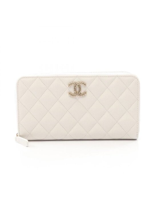 Chanel Handbags - Chanel Round Wallet Quilted White Calf Long